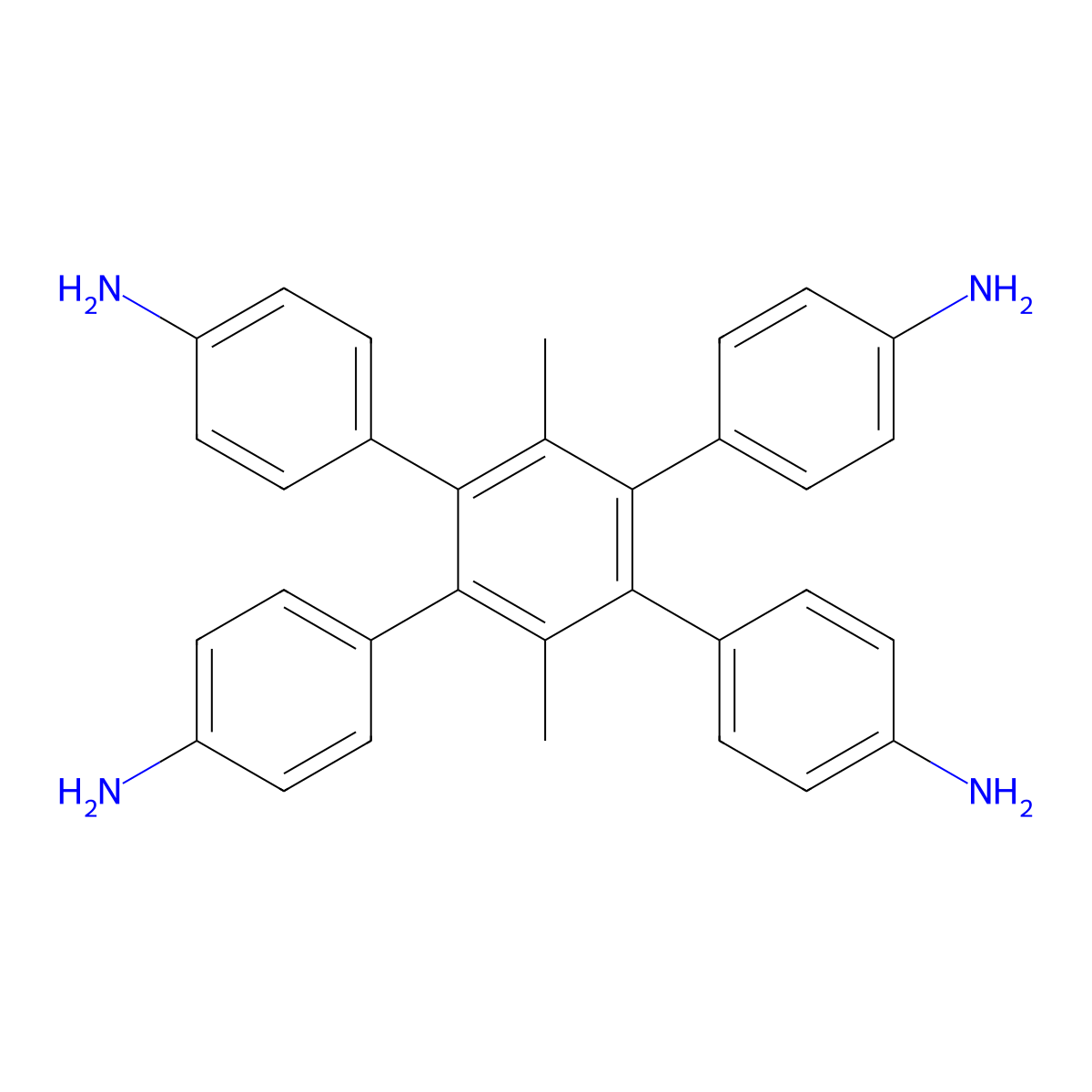 4',5'-Bis(4-aminophenyl)-3',6'-dimethyl-[1,1':2',1''-terphenyl]-4,4''-diamine molecular structure, CAS 2522079-79-2
