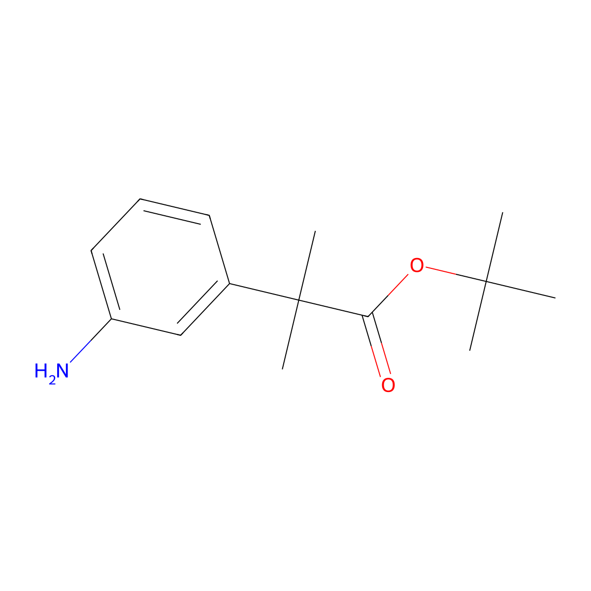 Tert-butyl 2-(3-aminophenyl)-2-methylpropionate molecular structure, CAS 252209-97-5