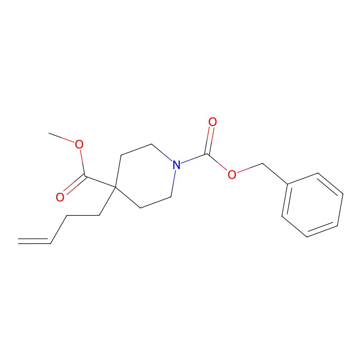 1-Benzyl 4-methyl 4-(but-3-en-1-yl)piperidine-1,4-dicarboxylate molecular structure, CAS 2522093-14-5