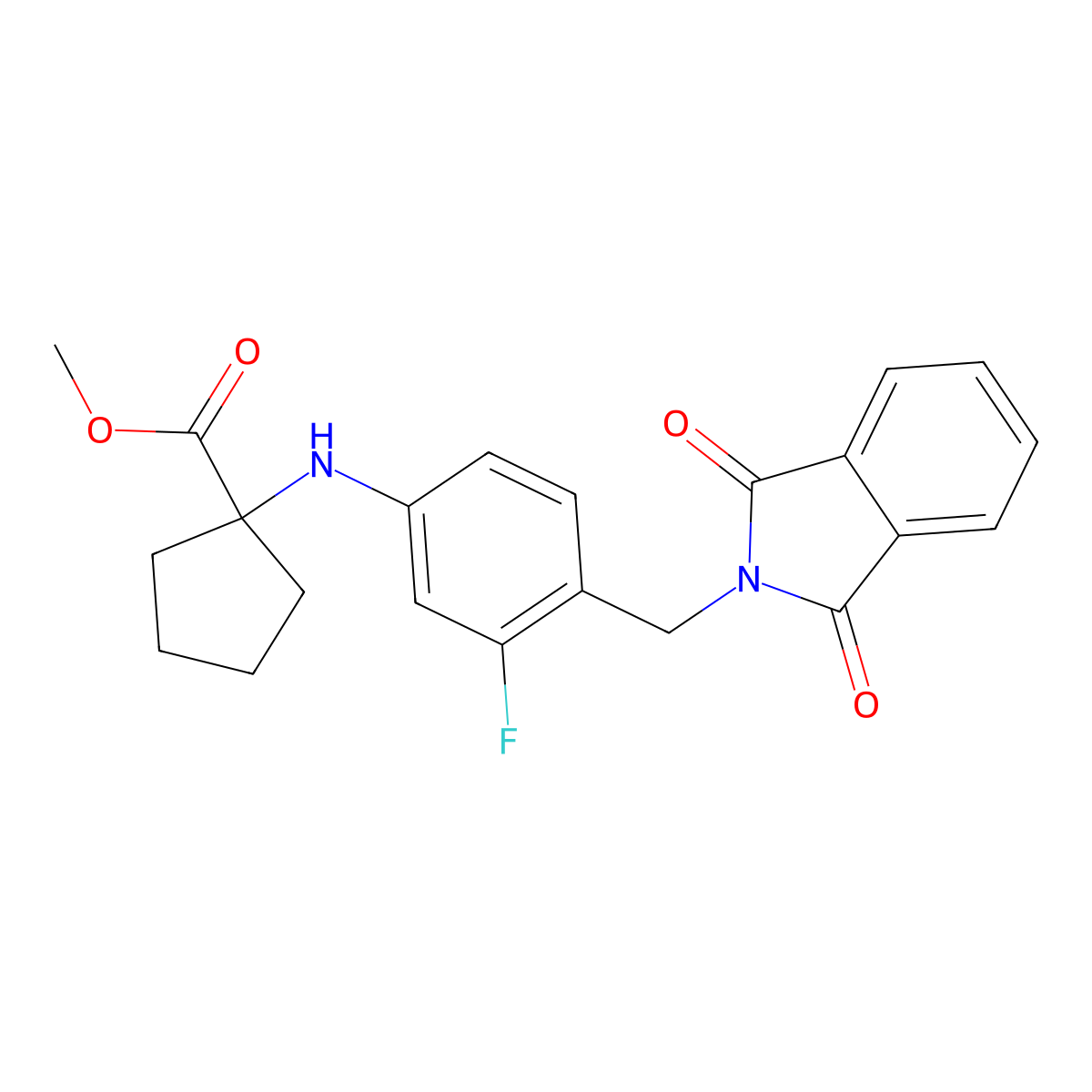 Methyl 1-((4-((1,3-dioxoisoindolin-2-yl)methyl)-3-fluorophenyl)amino)cyclopentanecarboxylate molecular structure, CAS 2522110-84-3
