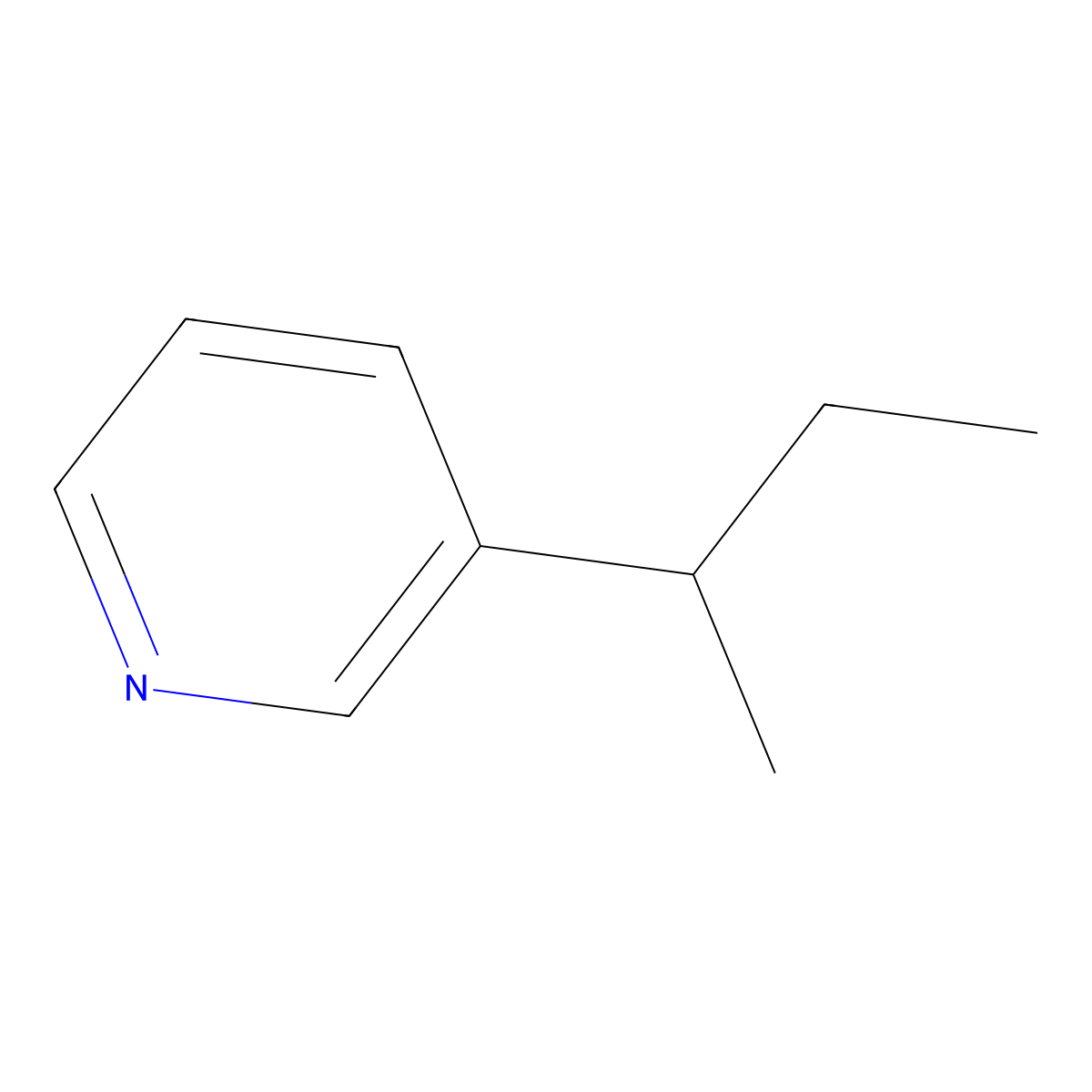 Pyridine, 3-(1-methylpropyl)- molecular structure, CAS 25224-14-0