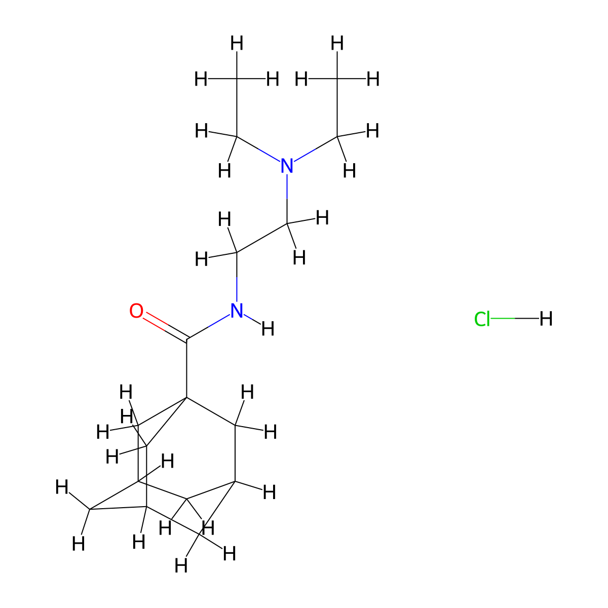 Tricyclo(3.3.1.13,7)decane-1-carboxamide, N-(2-(diethylamino)ethyl)-, hydrochloride (1:1) molecular structure, CAS 25225-42-7
