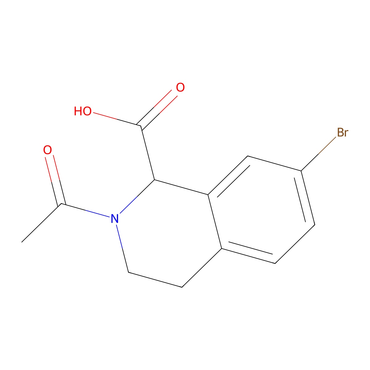 2-Acetyl-7-bromo-1,2,3,4-tetrahydroisoquinoline-1-carboxylic acid molecular structure, CAS 2522563-74-0