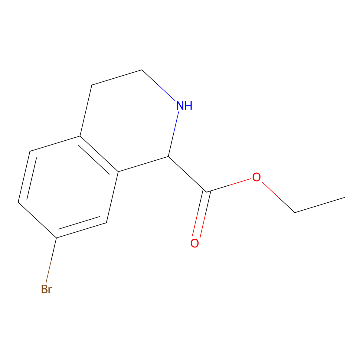 Ethyl 7-bromo-1,2,3,4-tetrahydroisoquinoline-1-carboxylate molecular structure, CAS 2522573-23-3