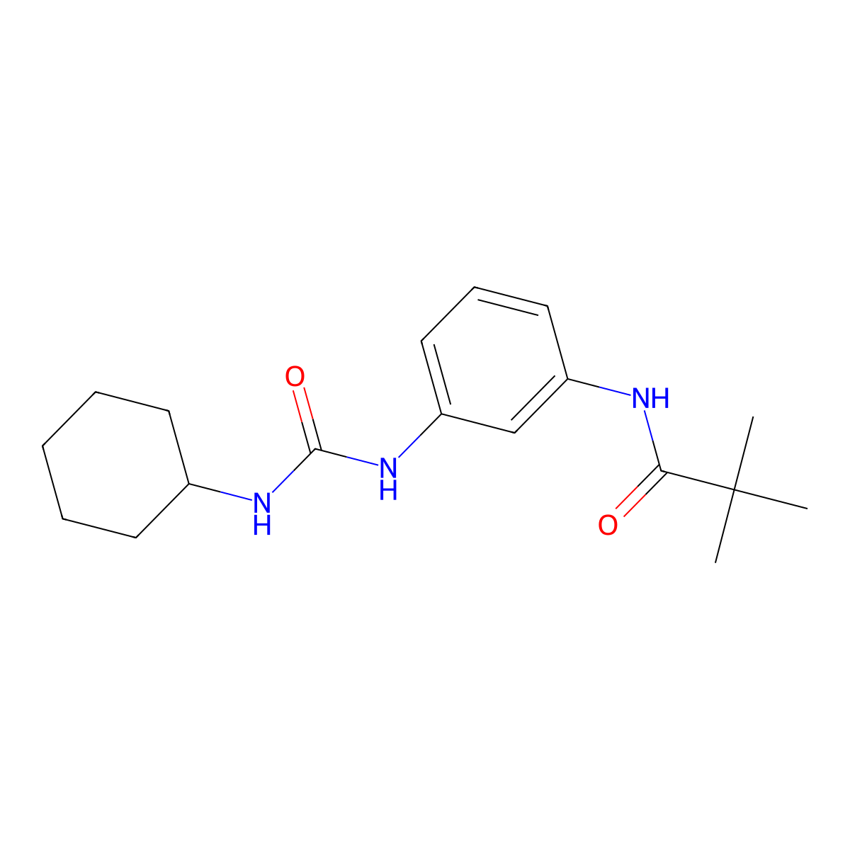 N-(3-{[(cyclohexylamino)carbonyl]amino}phenyl)-2,2-dimethylpropanamide molecular structure, CAS 25228-13-1