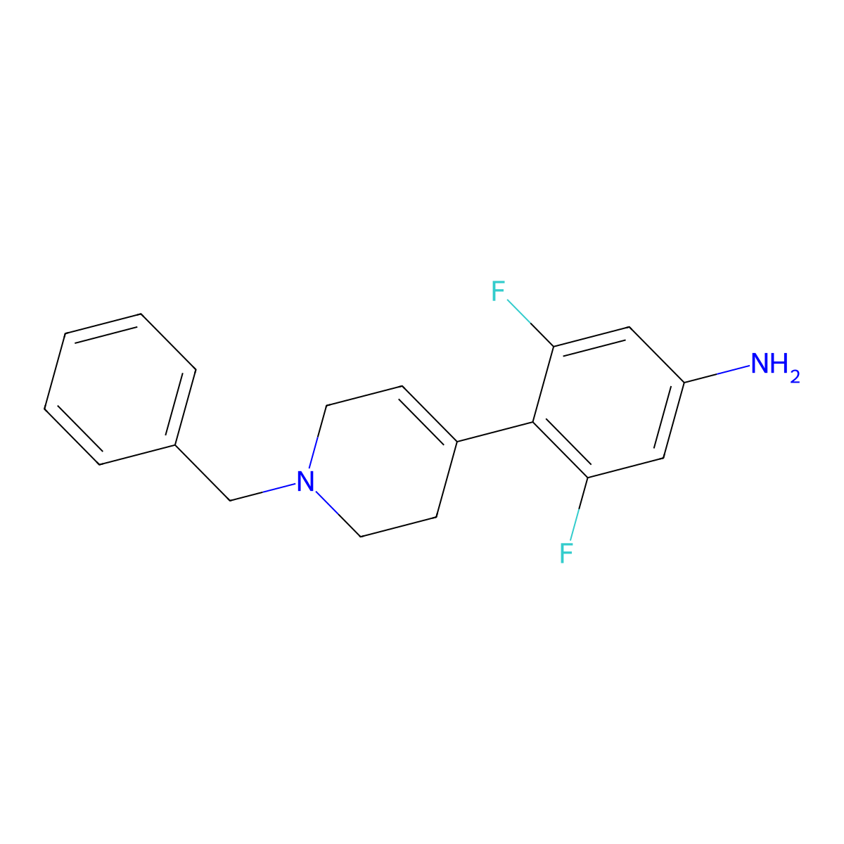3,5-Difluoro-4-(1-benzyl-1,2,5,6-tetrahydropyrid-4-yl)aniline molecular structure, CAS 252328-80-6