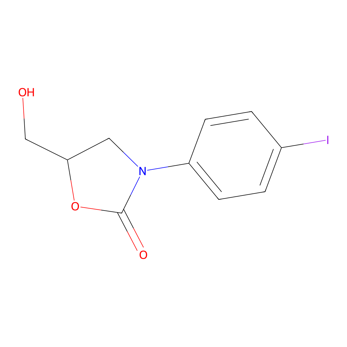 (R)-5-(Hydroxymethyl)-3-(4-iodophenyl)oxazolidin-2-one molecular structure, CAS 252330-13-5