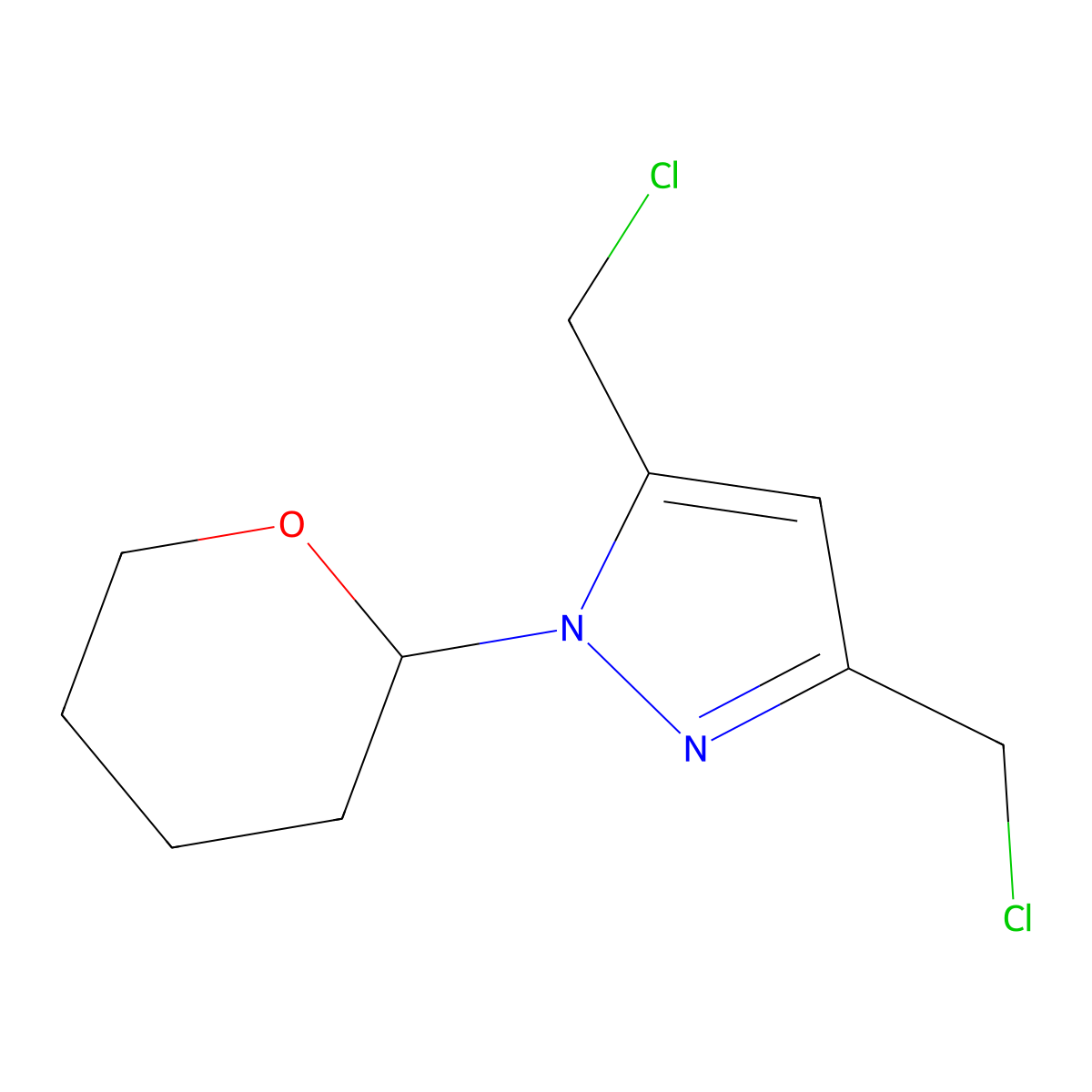 3,5-Bis(chloromethyl)-1-(oxan-2-yl)pyrazole molecular structure, CAS 252334-30-8