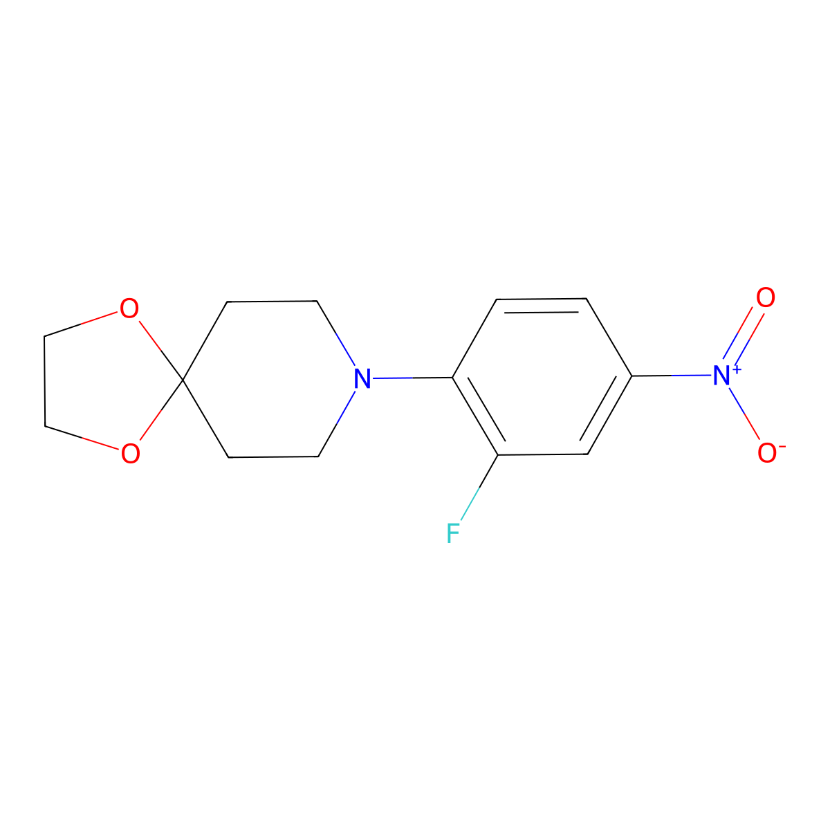 8-(2-Fluoro-4-nitrophenyl)-1,4-dioxa-8-azaspiro[4.5]decane molecular structure, CAS 252336-82-6