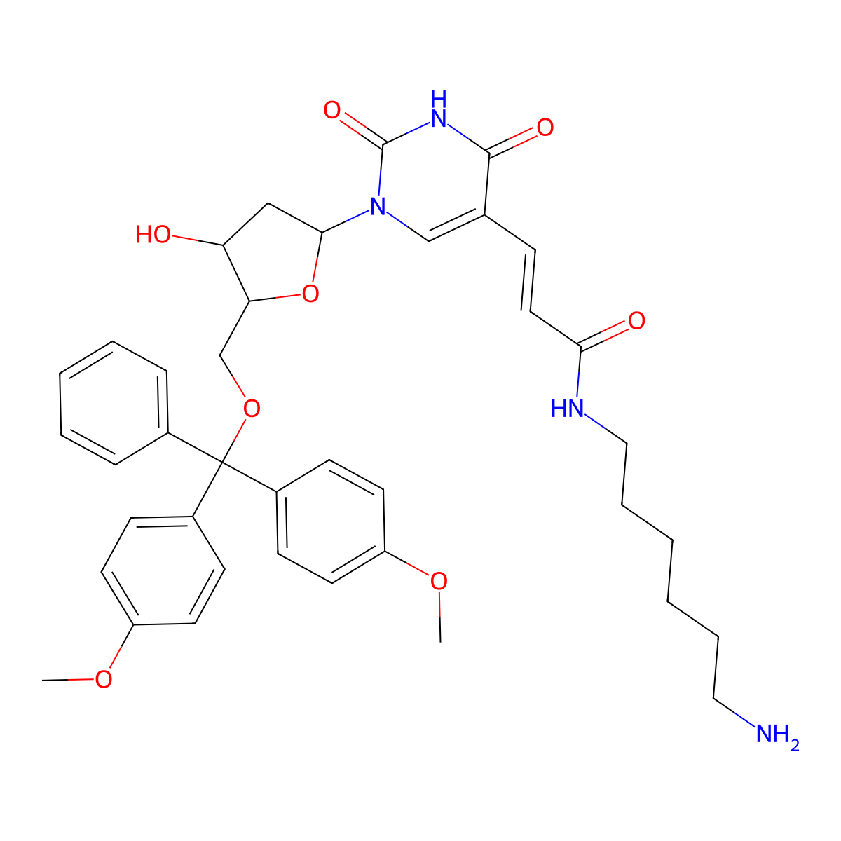 5-[N-(6-Aminohexyl)-3-E-acrylamido]-2'-deoxy-5'-O-DMT-uridine molecular structure, CAS 252337-60-3