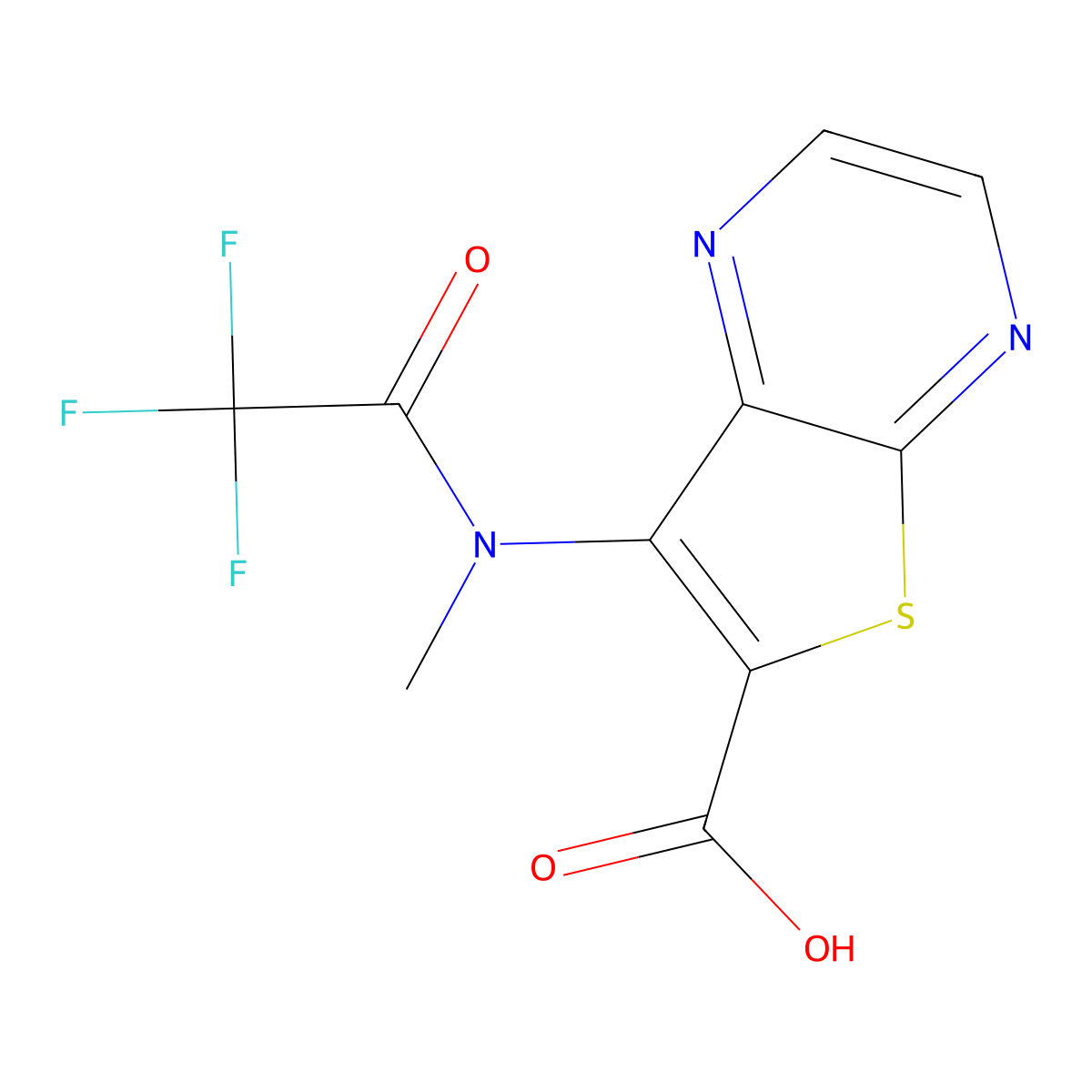 7-(2,2,2-trifluoro-N-methylacetamido)thieno[2,3-b]pyrazine-6-carboxylic acid molecular structure, CAS 2523435-38-1