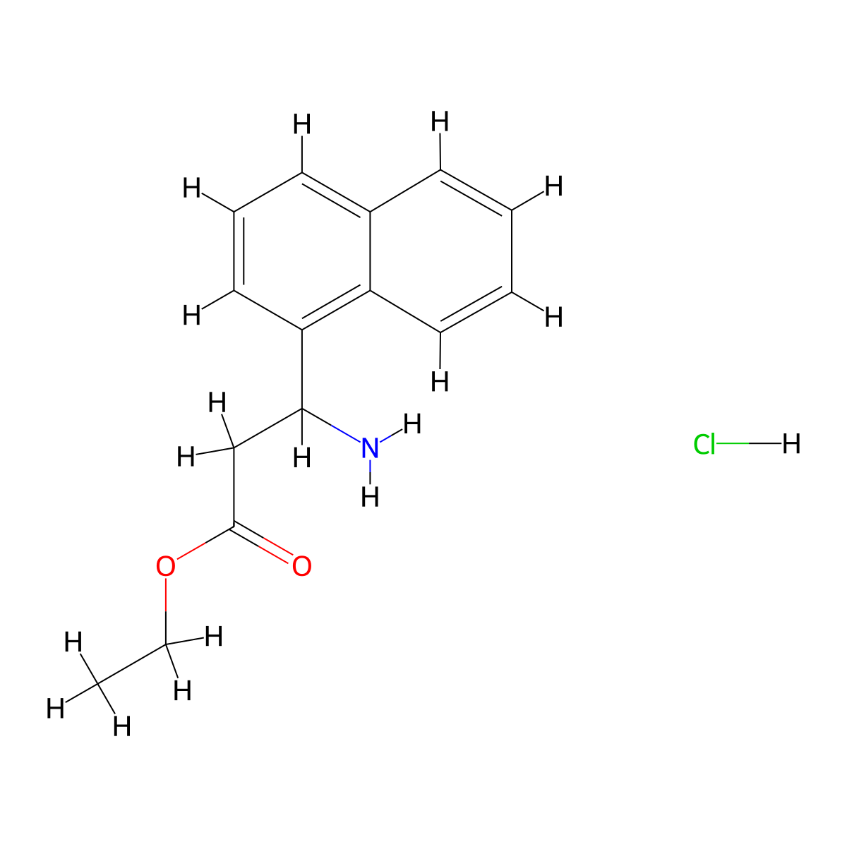 Ethyl 3-amino-3-(naphthalen-1-yl)propanoate hydrochloride molecular structure, CAS 252354-06-6