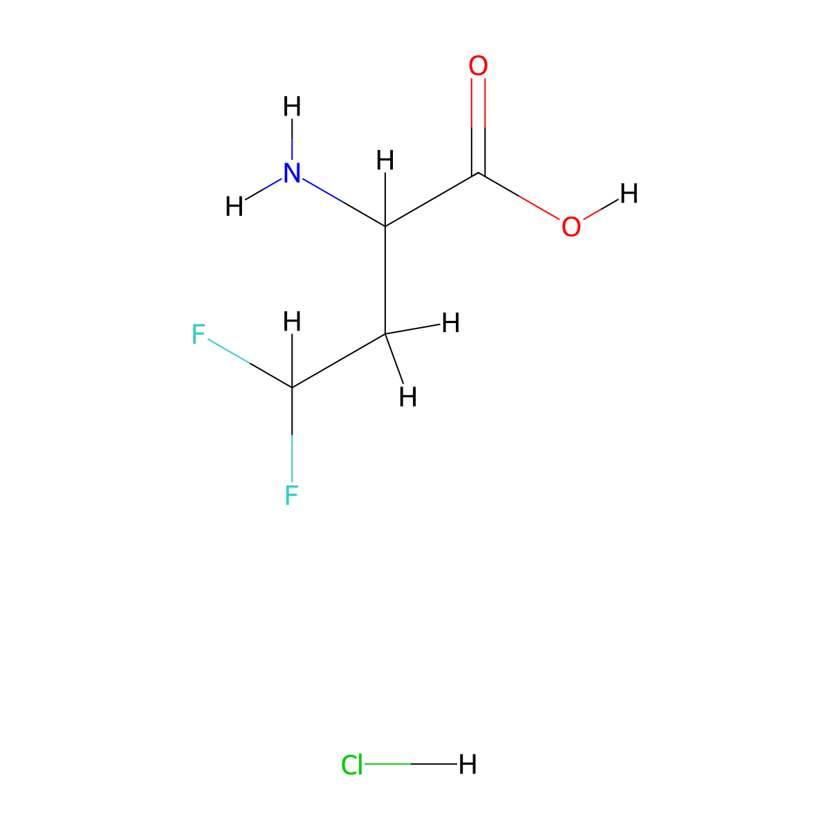 2-Amino-4,4-difluorobutanoic acid hydrochloride molecular structure, CAS 252357-32-7