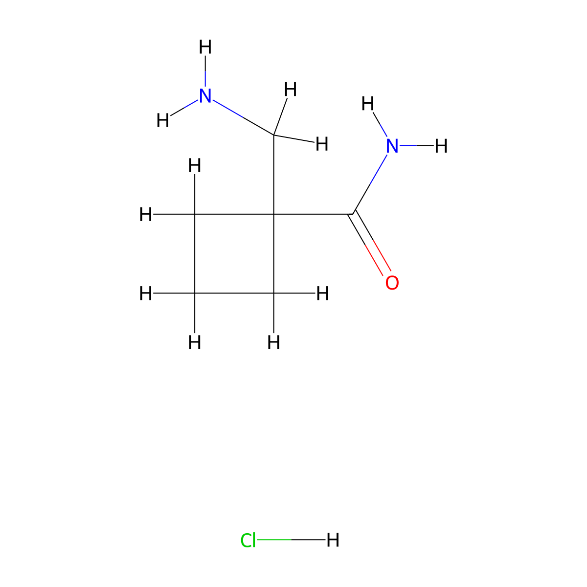 1-(Aminomethyl)cyclobutanecarboxamide HCl molecular structure, CAS 2524443-56-7