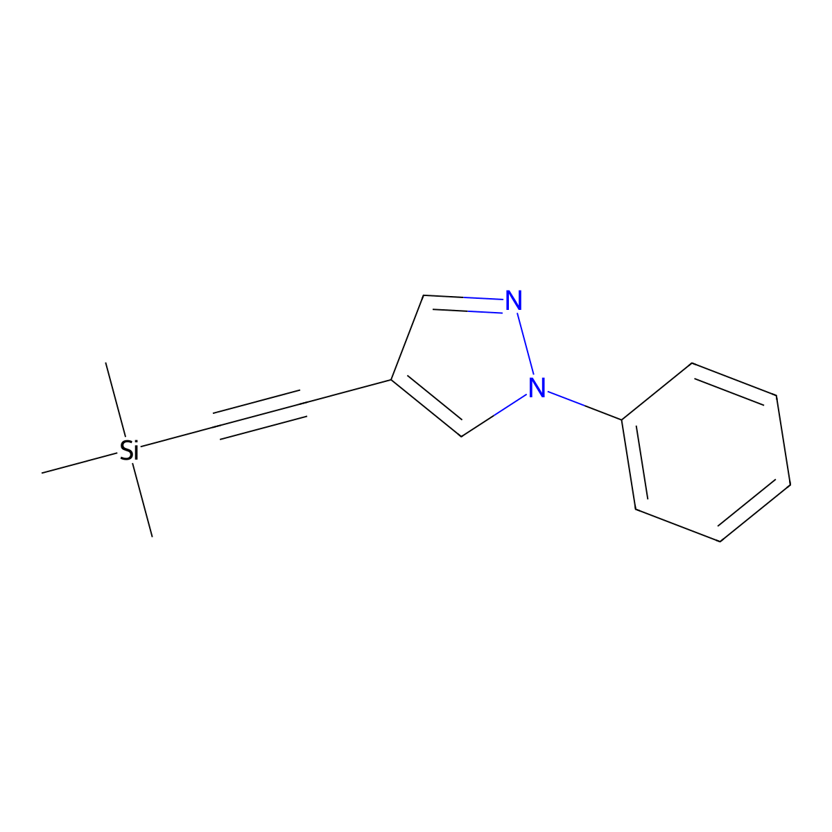 1-phenyl-4-((trimethylsilyl)ethynyl)-1H-pyrazole molecular structure, CAS 2524994-56-5