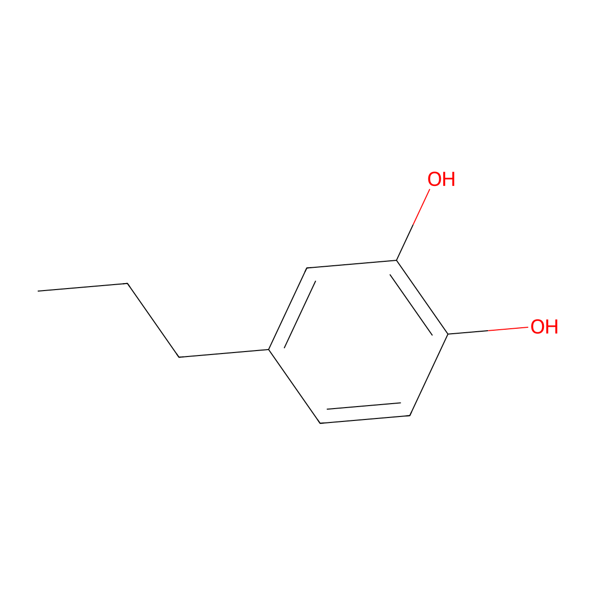 4-Propyl-1,2-benzenediol molecular structure, CAS 2525-02-2