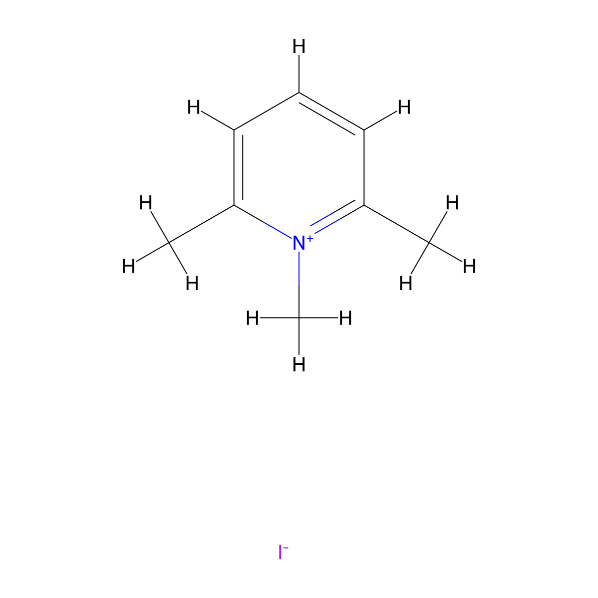 1,2,6-Trimethylpyridinium iodide molecular structure, CAS 2525-19-1
