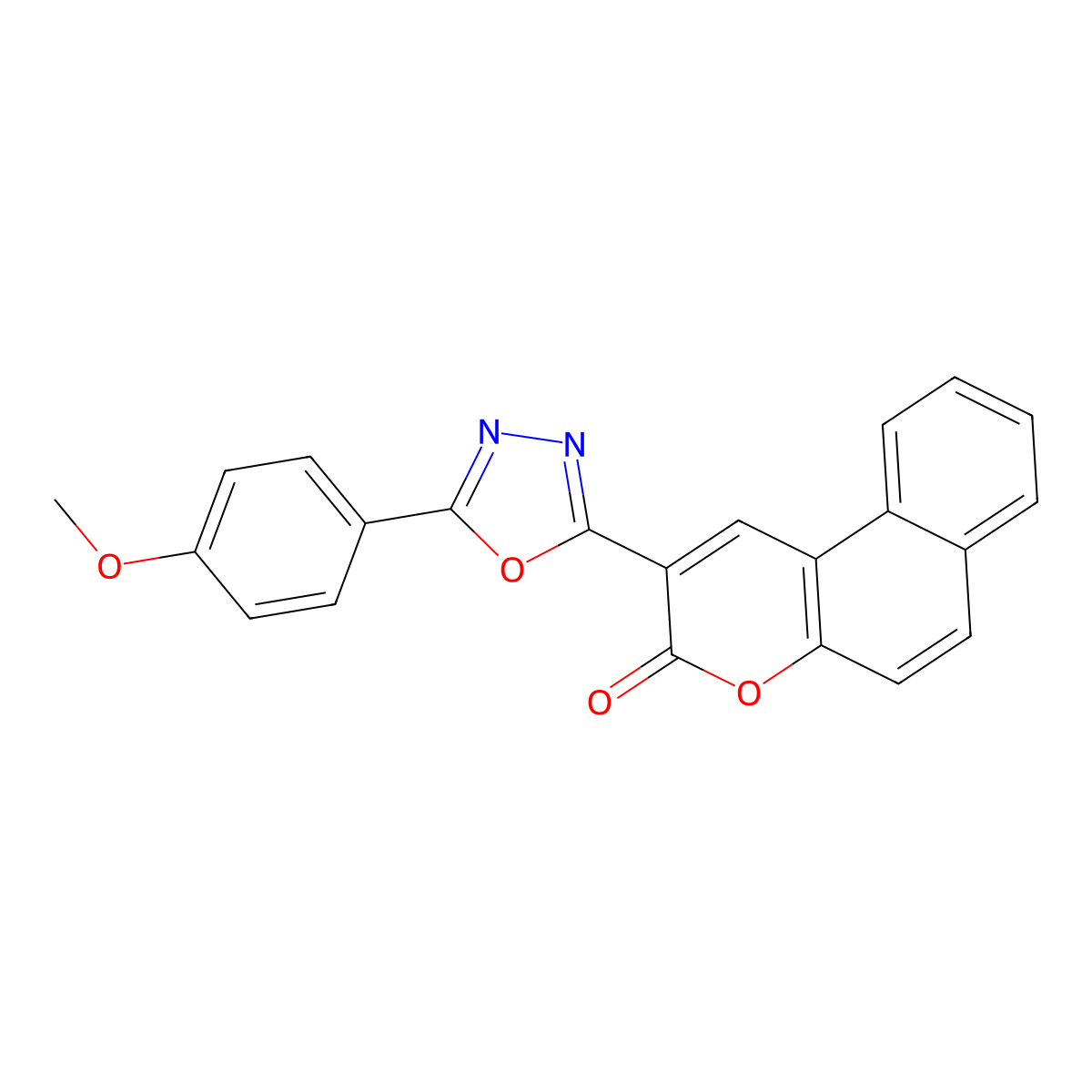 2-[5-(4-Methoxy-phenyl)-[1,3,4]oxadiazol-2-yl]-benzo[f]chromen-3-one molecular structure, CAS 252551-76-1