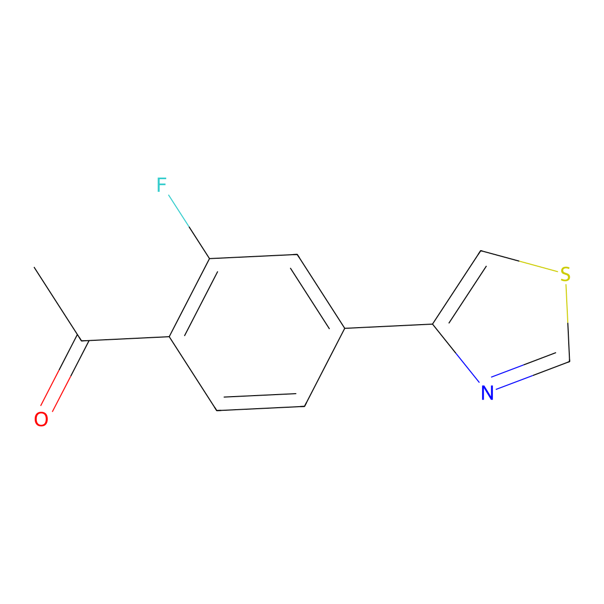 1-[2-Fluoro-4-(1,3-thiazol-4-yl)phenyl]-1-ethanone molecular structure, CAS 252563-27-2