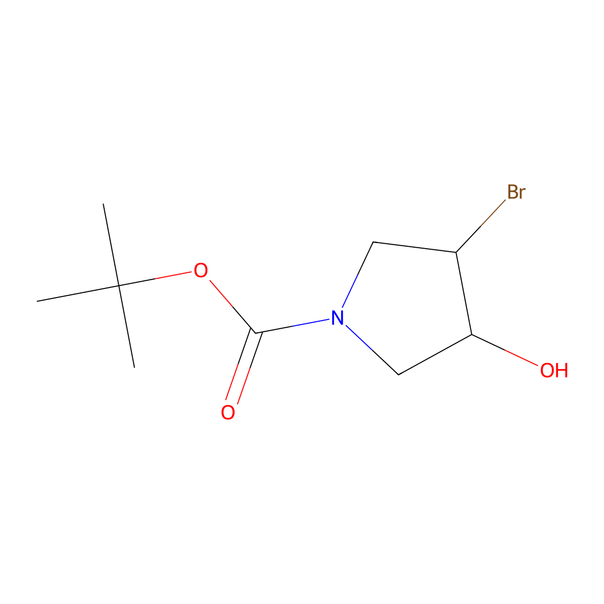 (3R,4R)-tert-Butyl 3-bromo-4-hydroxypyrrolidine-1-carboxylate molecular structure, CAS 252574-02-0