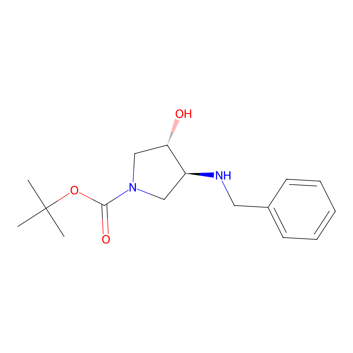 tert-butyl (3S,4S)-3-(benzylamino)-4-hydroxypyrrolidine-1-carboxylate molecular structure, CAS 252574-03-1