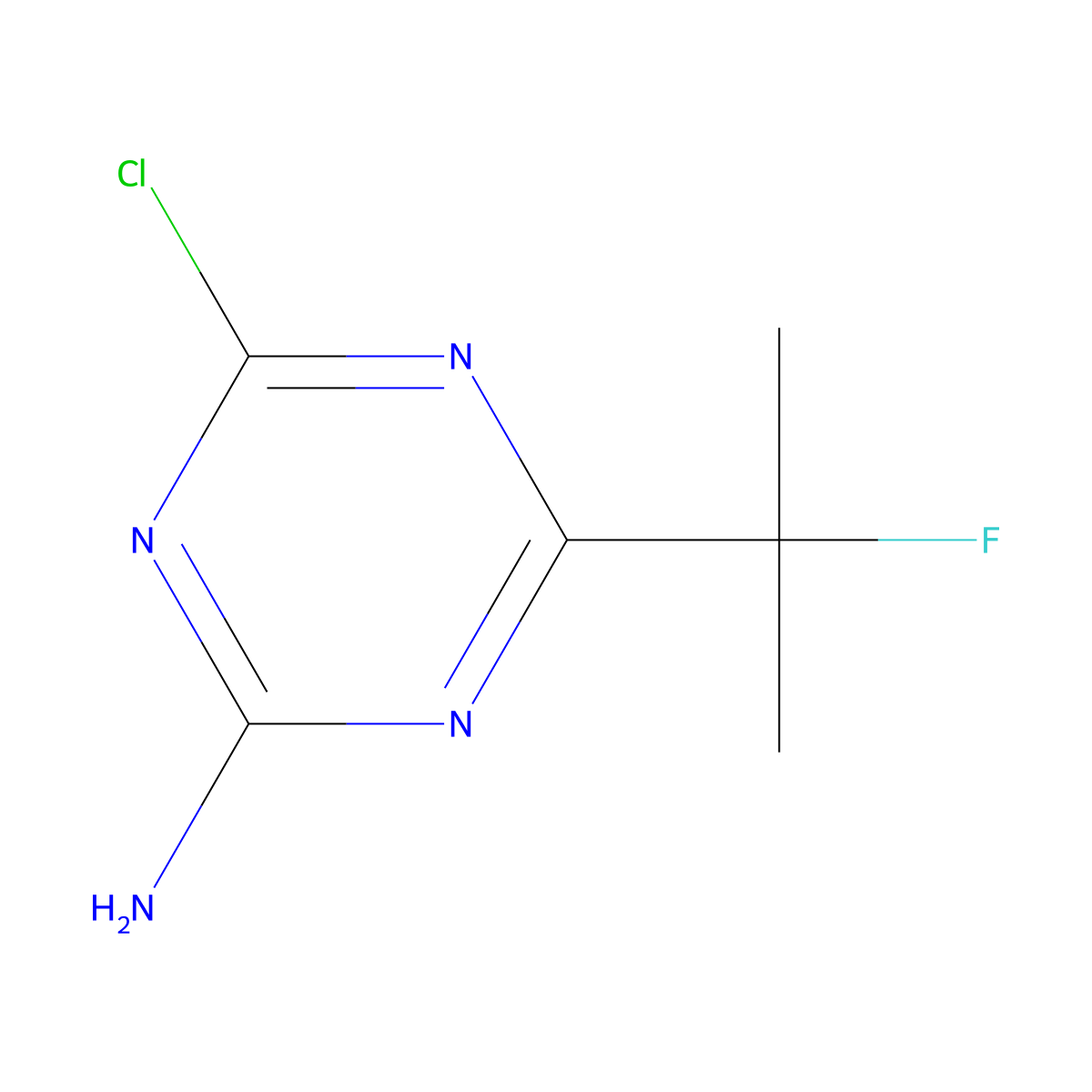 4-Chloro-6-(2-fluoropropan-2-yl)-1,3,5-triazin-2-amine molecular structure, CAS 252577-14-3