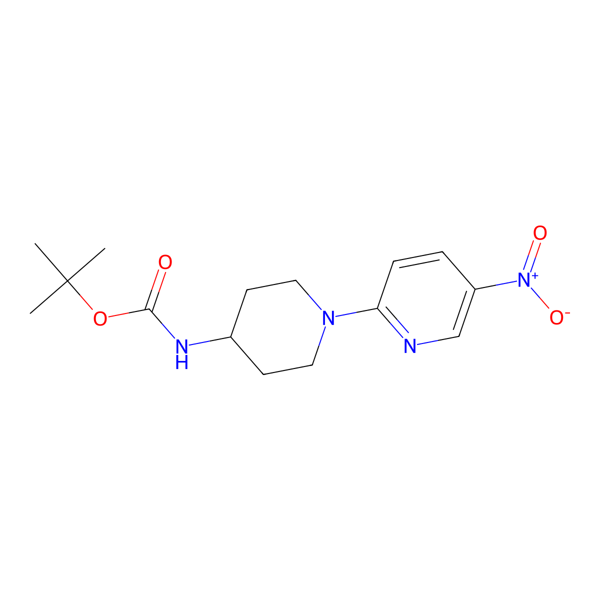 tert-Butyl 1-(5-nitropyridine-2-yl)piperidine-4-ylcarbamate molecular structure, CAS 252577-83-6