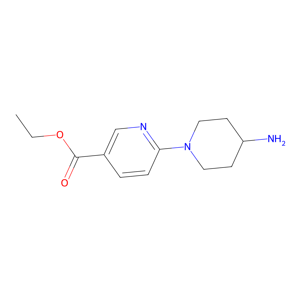 3-Pyridinecarboxylic acid, 6-(4-amino-1-piperidinyl)-, ethyl ester molecular structure, CAS 252577-91-6