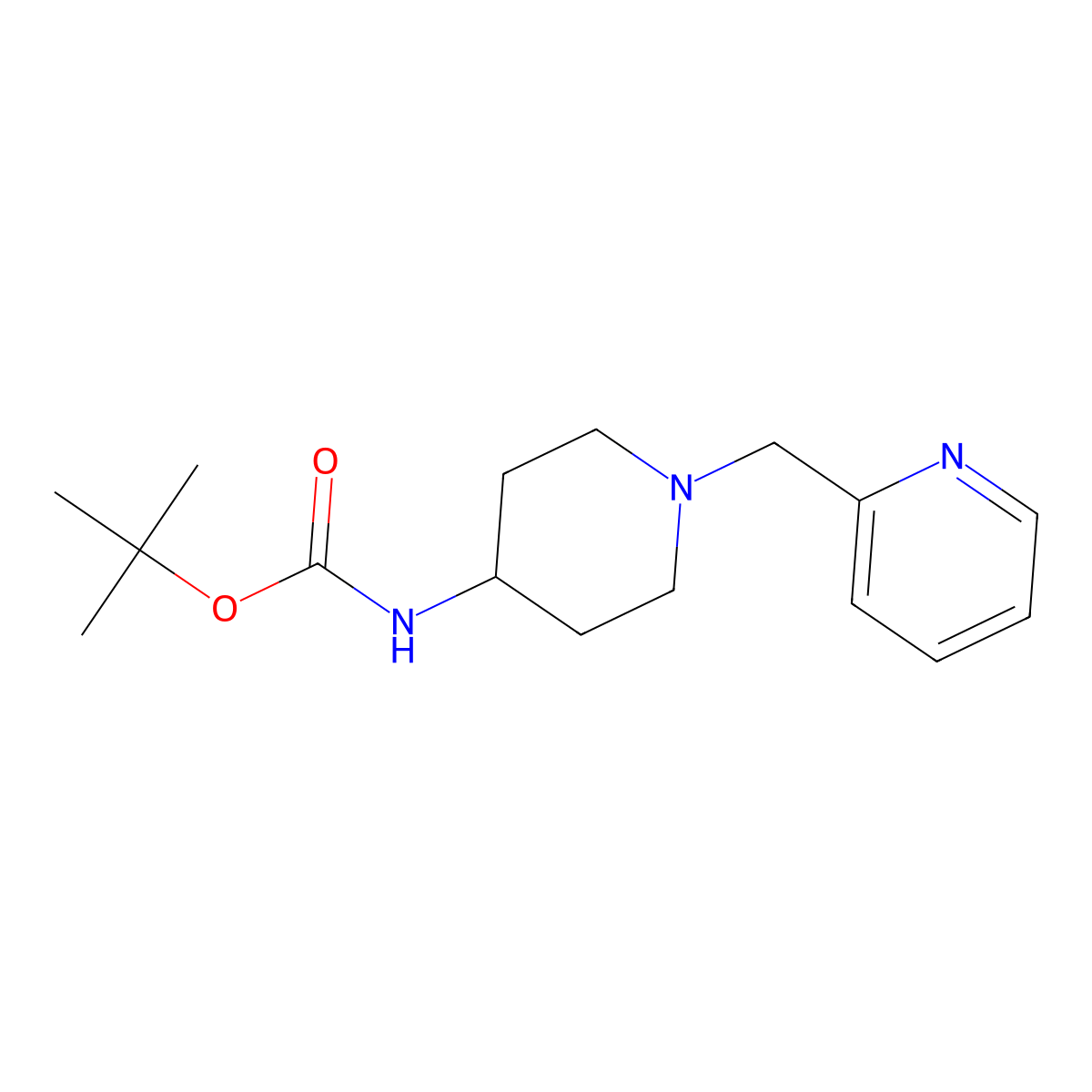 Tert-butyl (1-(pyridin-2-ylmethyl)piperidin-4-yl)carbamate molecular structure, CAS 252578-05-5