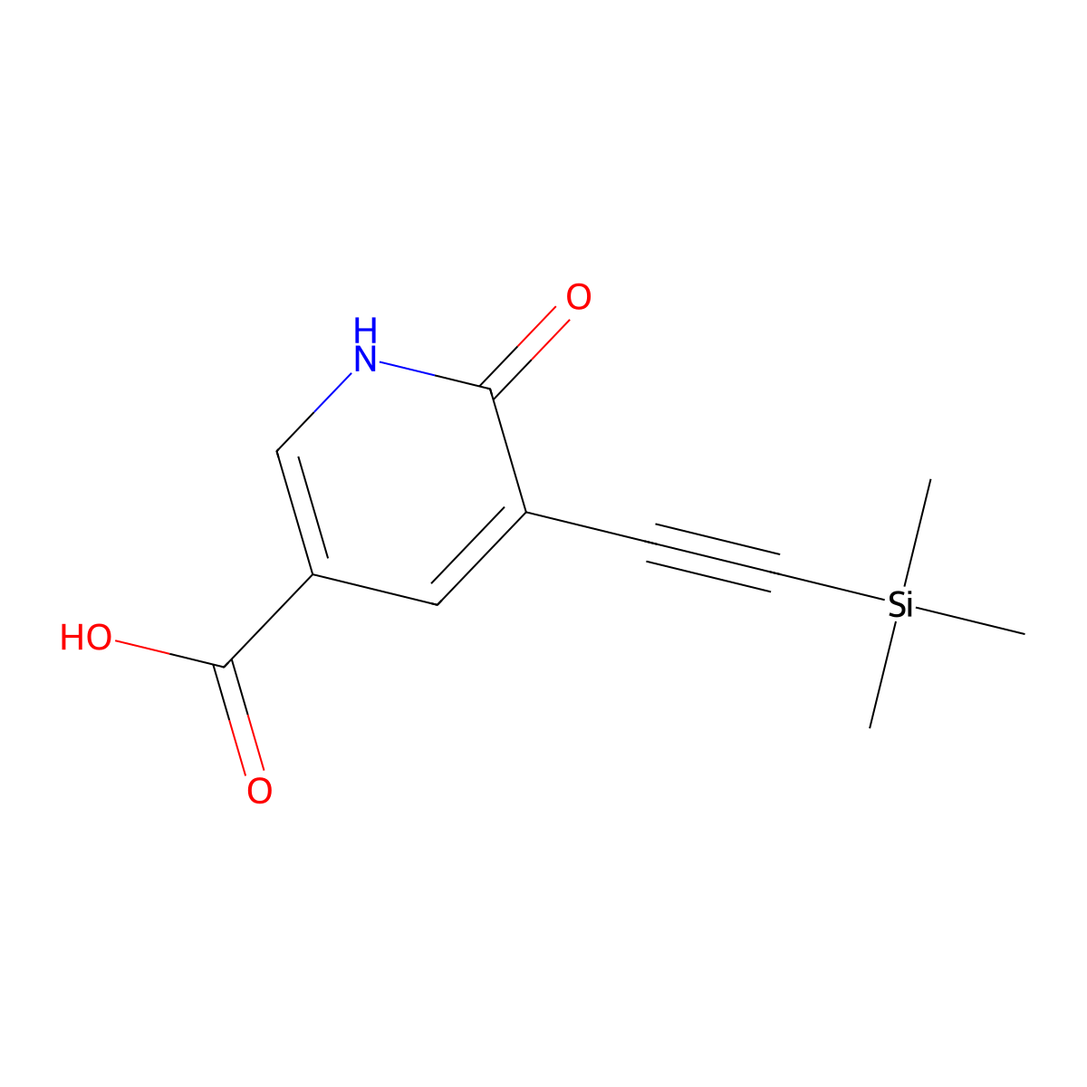 6-Oxo-5-((trimethylsilyl)ethynyl)-1,6-dihydropyridine-3-carboxylic acid molecular structure, CAS 2526133-97-9