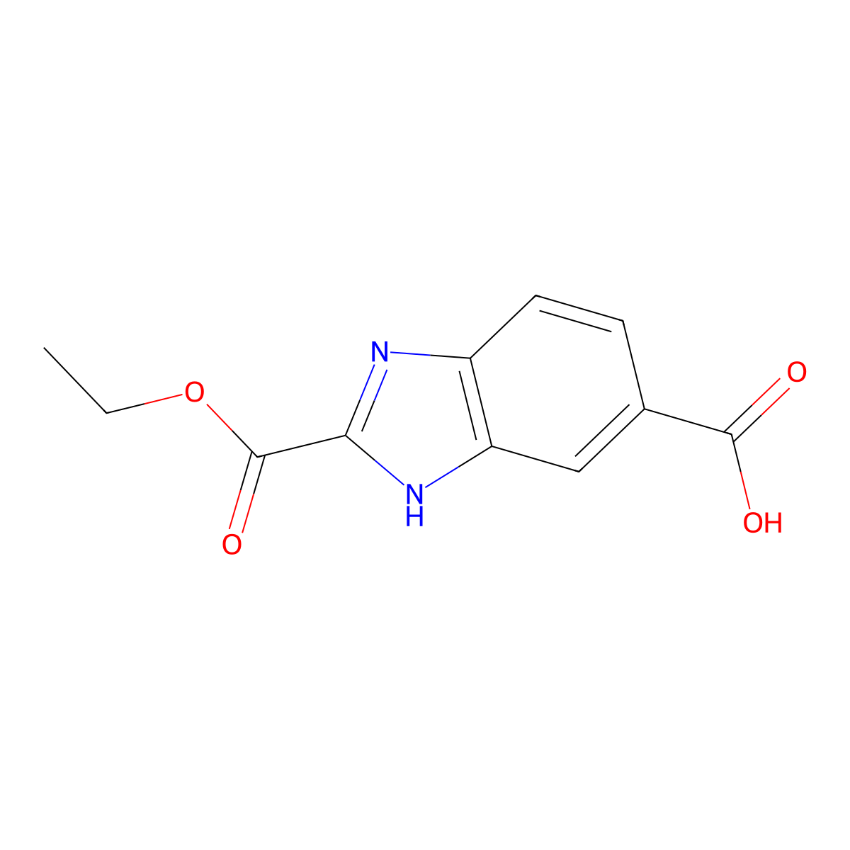 2-ethoxycarbonyl-3H-benzimidazole-5-carboxylic acid molecular structure, CAS 2526186-61-6