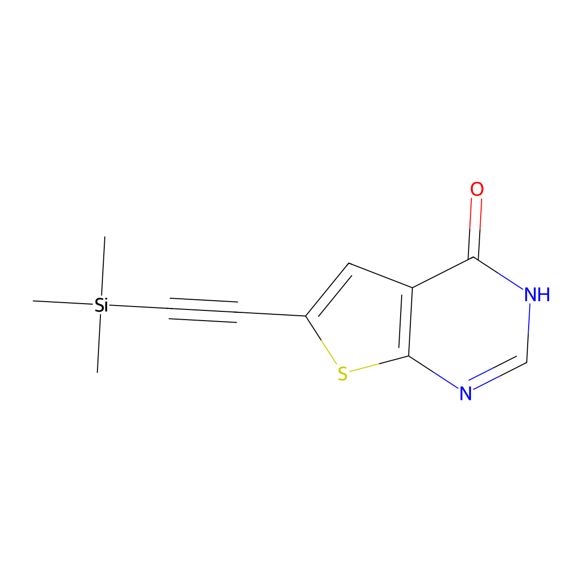 6-((trimethylsilyl)ethynyl)thieno[2,3-d]pyrimidin-4(3H)-one molecular structure, CAS 2526189-65-9