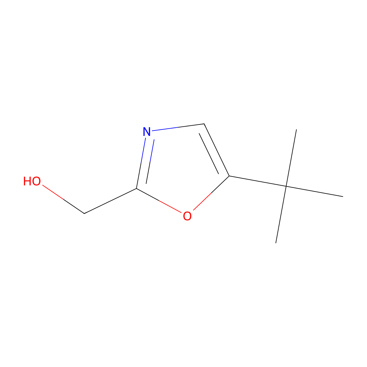 5-(1,1-Dimethylethyl)-2-oxazolemethanol molecular structure, CAS 252662-39-8