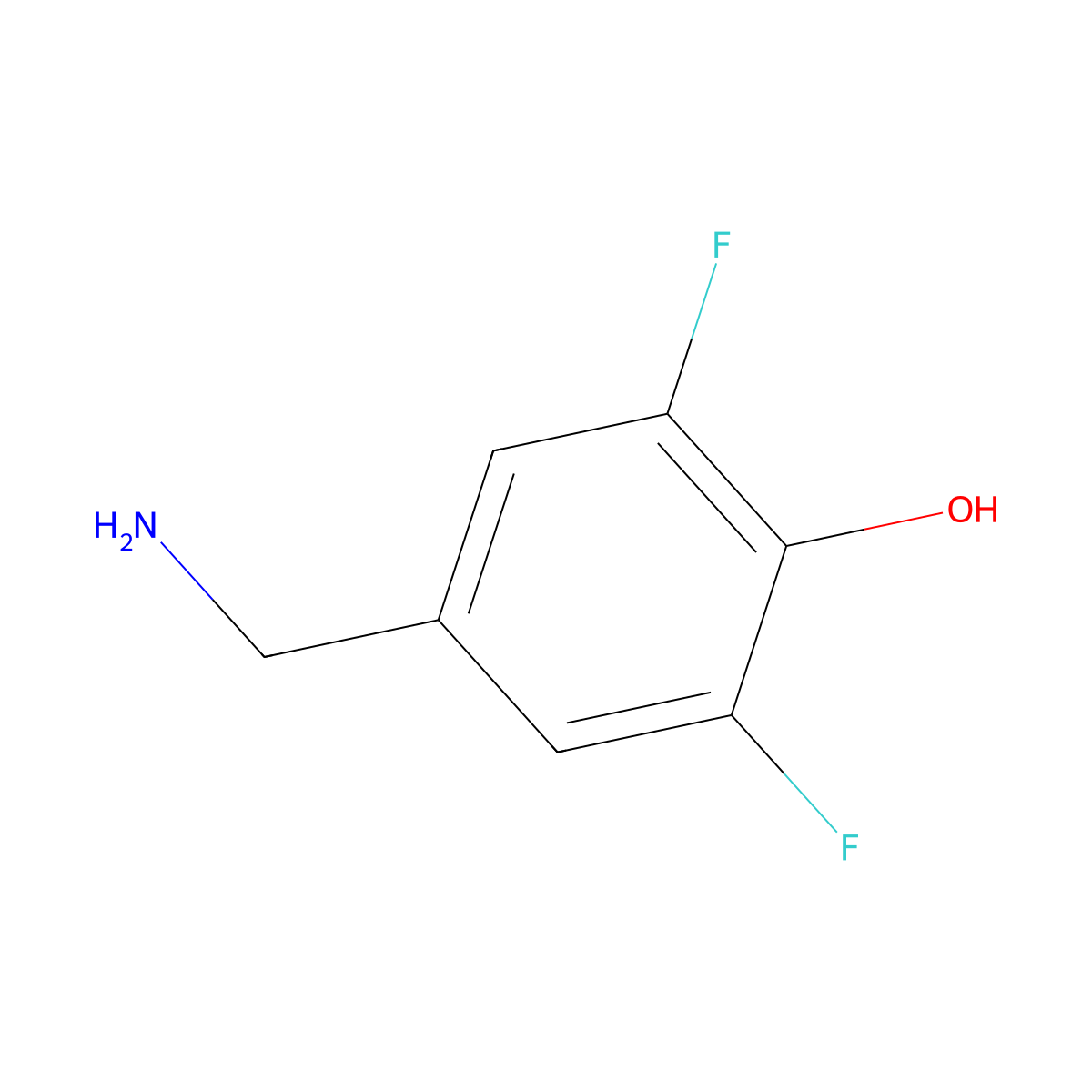 4-(Aminomethyl)-2,6-difluorophenol molecular structure, CAS 252664-89-4