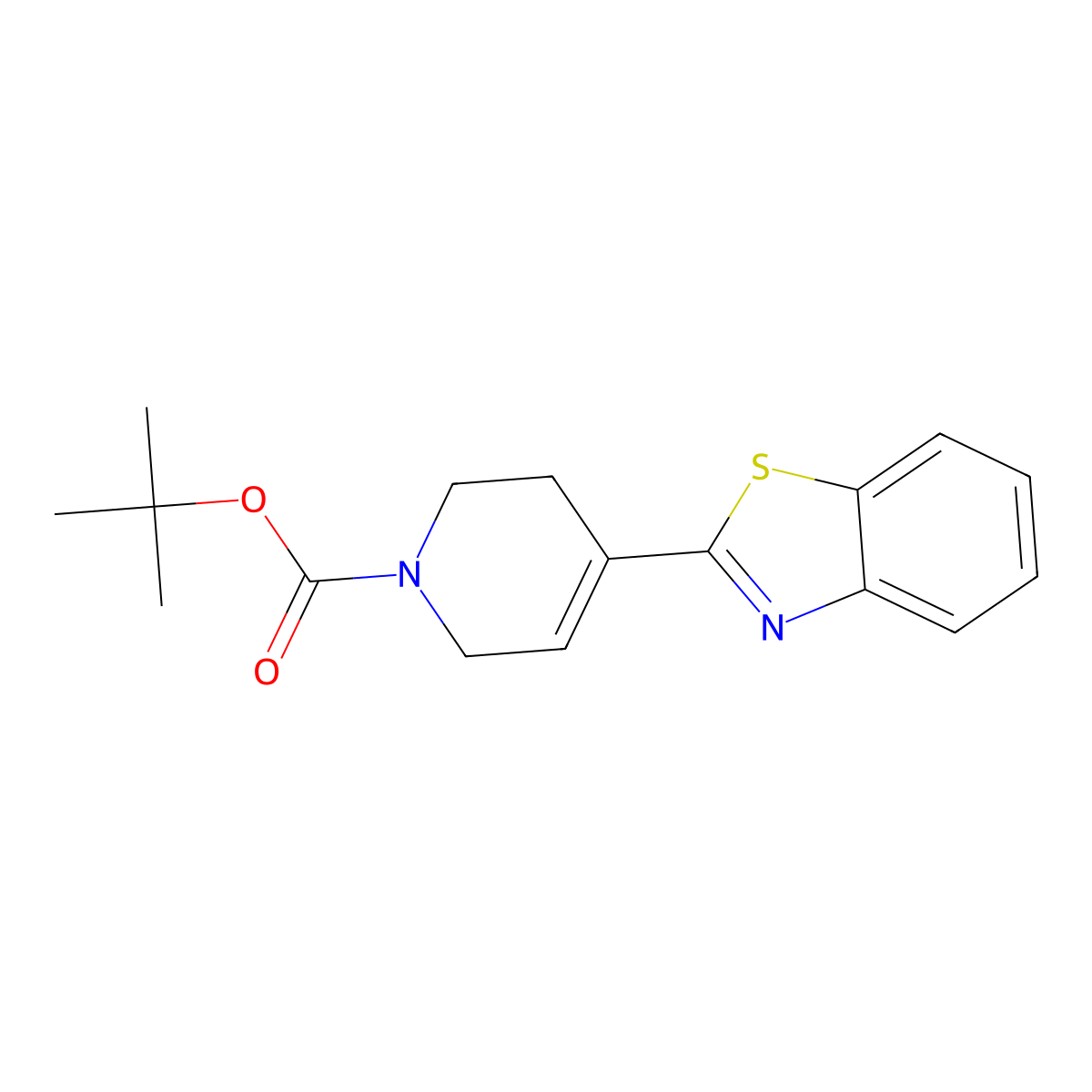 4-Benzothiazol-2-yl-3,6-dihydro-2H-pyridine-1-carboxylic acid tert-butyl ester molecular structure, CAS 252681-48-4