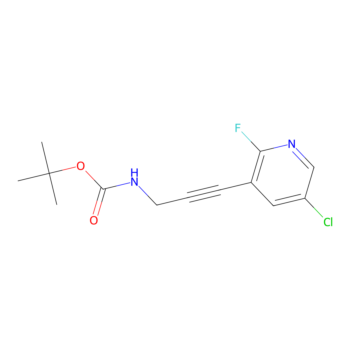 tert-butyl N-[3-(5-chloro-2-fluoropyridin-3-yl)prop-2-yn-1-yl]carbamate molecular structure, CAS 2527137-08-0