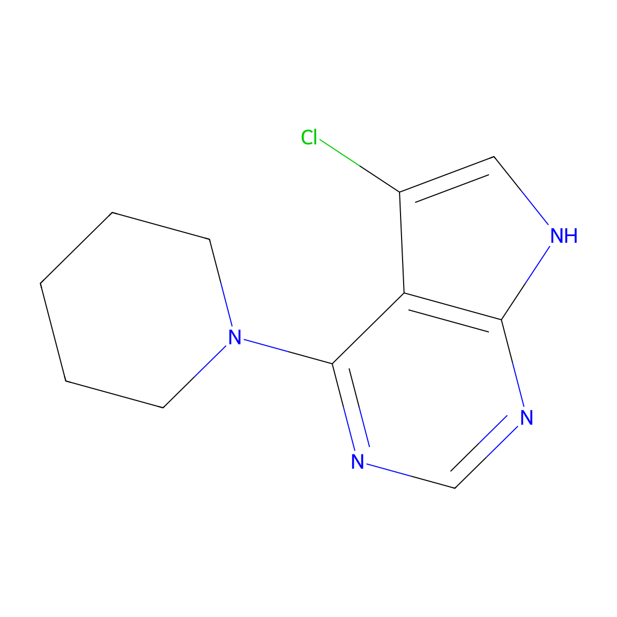 5-Chloro-4-(piperidin-1-yl)-7H-pyrrolo[2,3-d]pyrimidine molecular structure, CAS 252722-86-4