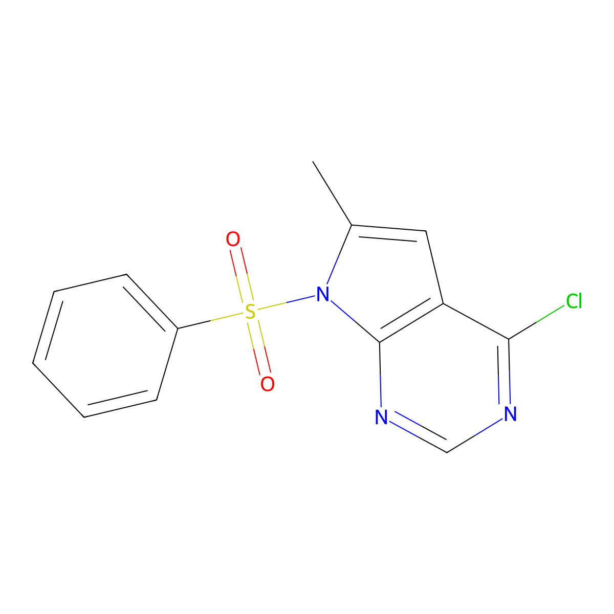 7-Benzenesulfonyl-4-chloro-6-methyl-7H-pyrrolo[2,3-d]pyrimidine molecular structure, CAS 252723-16-3