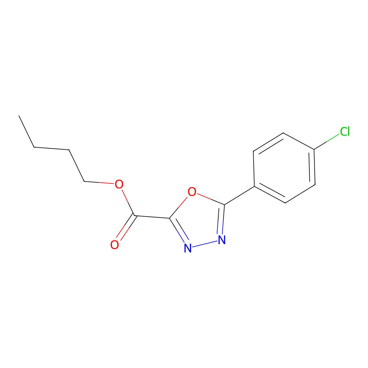 Butyl 5-(4-chlorophenyl)-1,3,4-oxadiazole-2-carboxylate molecular structure, CAS 252725-49-8
