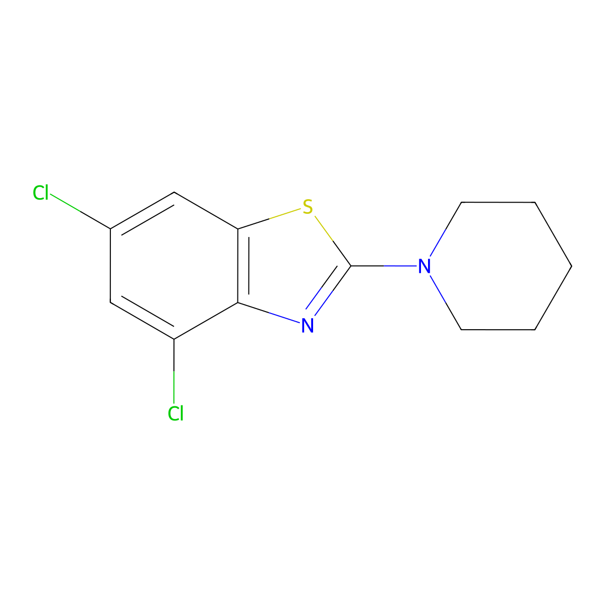 4,6-Dichloro-2-piperidino-1,3-benzothiazole molecular structure, CAS 252725-58-9