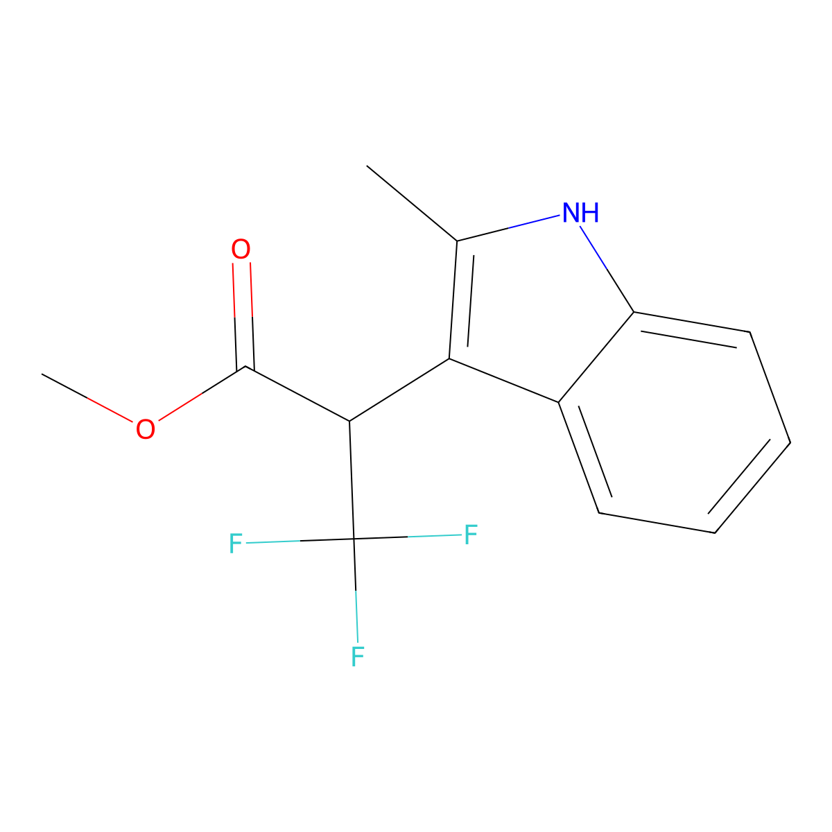 Methyl 3,3,3-trifluoro-2-(2-methyl-1H-indol-3-yl)propanoate molecular structure, CAS 252729-32-1