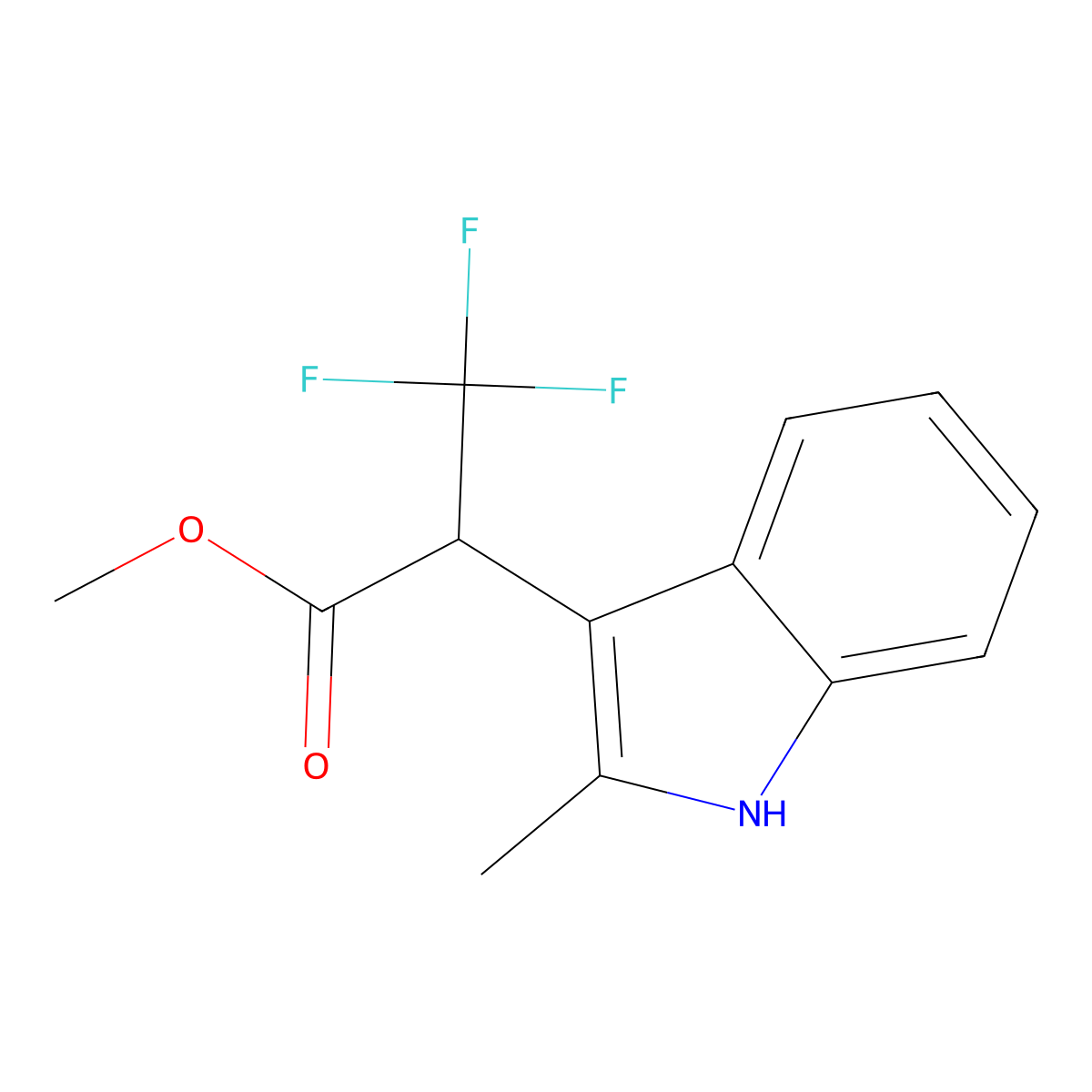 Methyl 3,3,3-trifluoro-2-(2-methyl-1H-indol-3-yl)propanoate molecular structure, CAS 252729-32-1