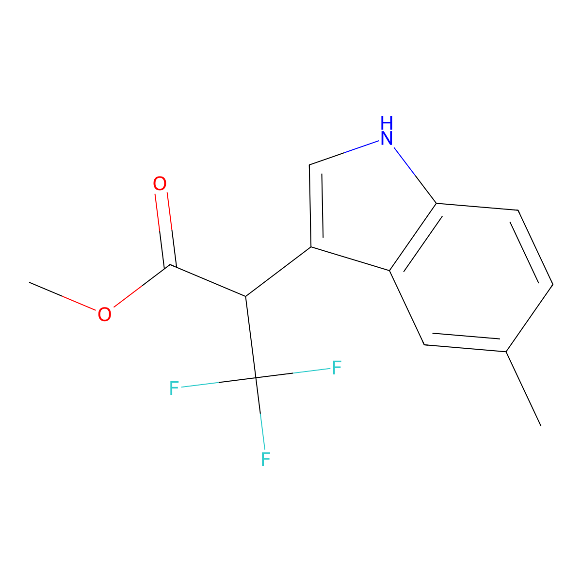 methyl 3,3,3-trifluoro-2-(5-methyl-1H-indol-3-yl)propanoate molecular structure, CAS 252729-36-5