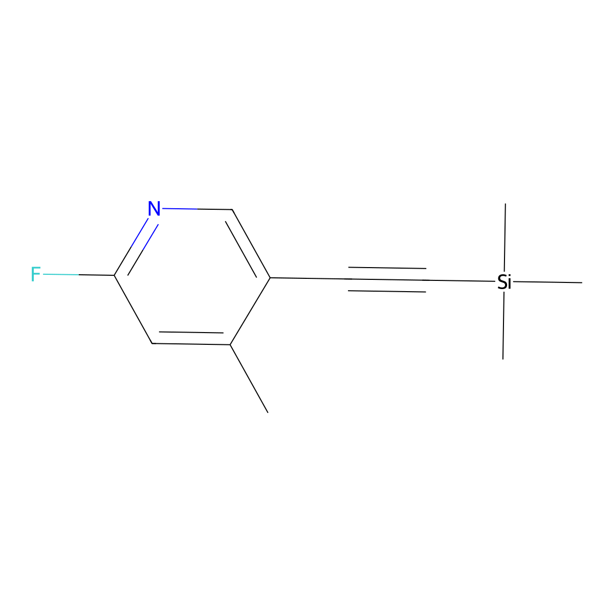2-Fluoro-4-methyl-5-((trimethylsilyl)ethynyl)pyridine molecular structure, CAS 2527429-79-2