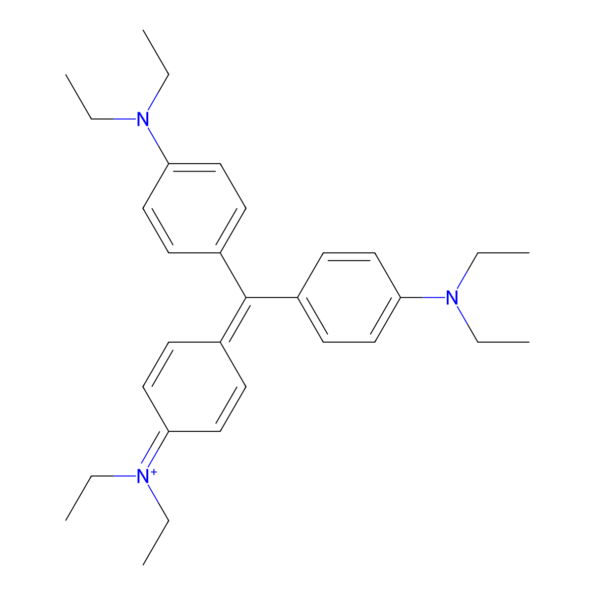 Ethanaminium, N-[4-[bis[4-(diethylamino)phenyl]methylene]-2,5-cyclohexadien-1-ylidene]-N-ethyl- molecular structure, CAS 25275-06-3