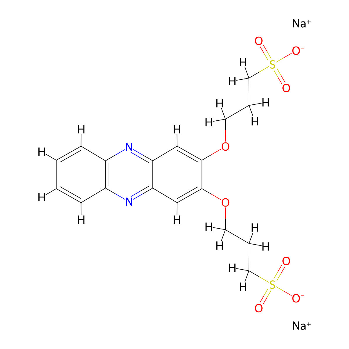 Sodium 3,3'-(phenazine-2,3-diylbis(oxy))bis(propane-1-sulfonate) molecular structure, CAS 2527996-01-4
