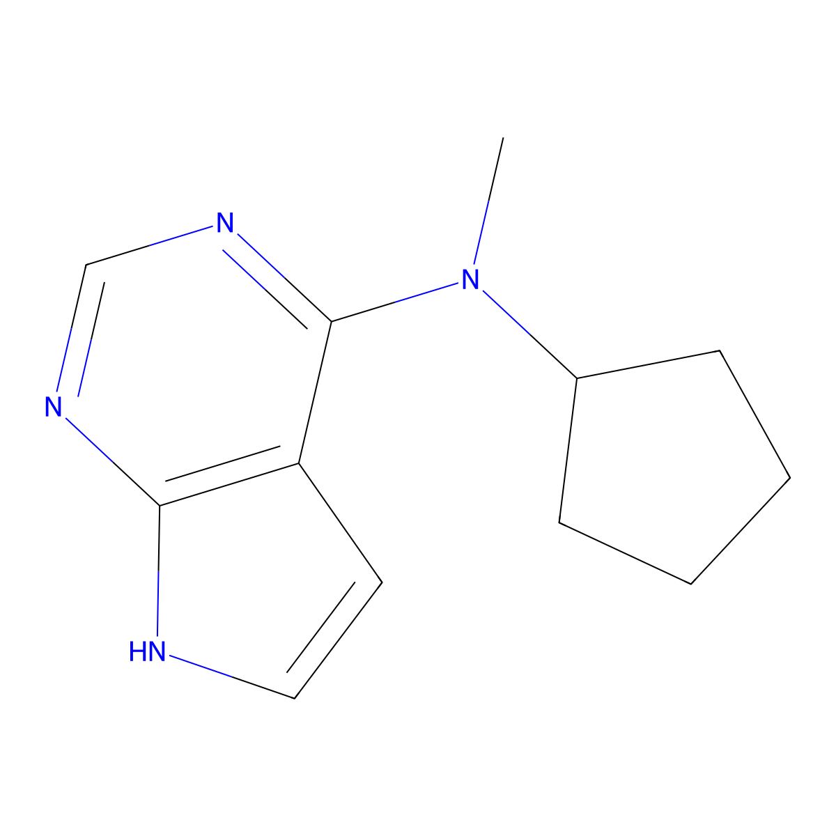 N-cyclopentyl-N-methyl-7H-pyrrolo[2,3-d]pyrimidin-4-amine molecular structure, CAS 252853-15-9