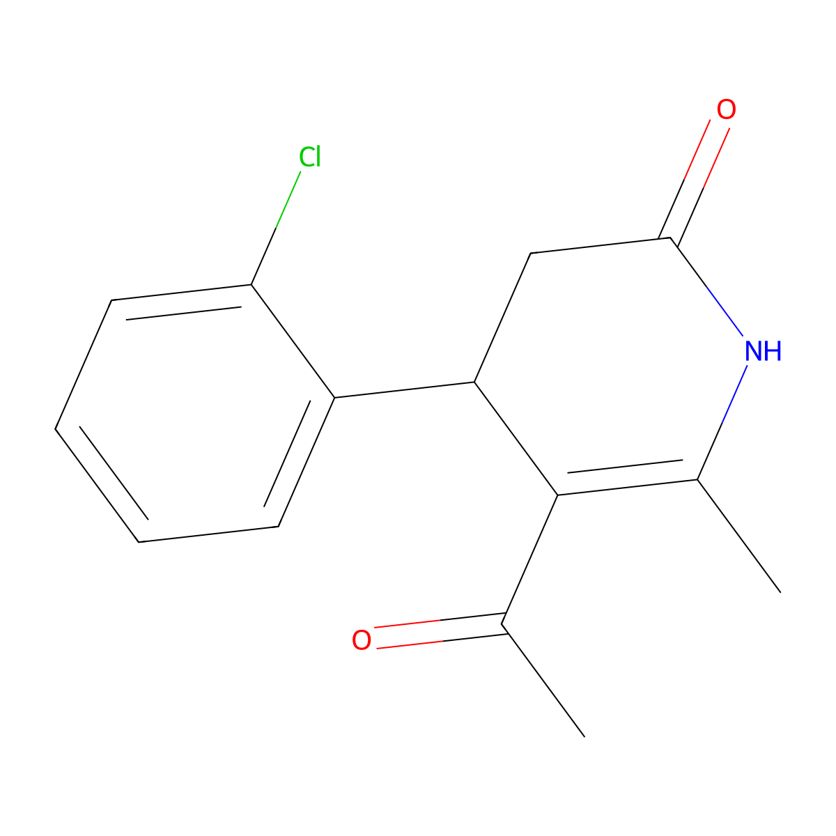 5-acetyl-4-(2-chlorophenyl)-6-methyl-3,4-dihydro-2(1H)-pyridinone molecular structure, CAS 252875-45-9