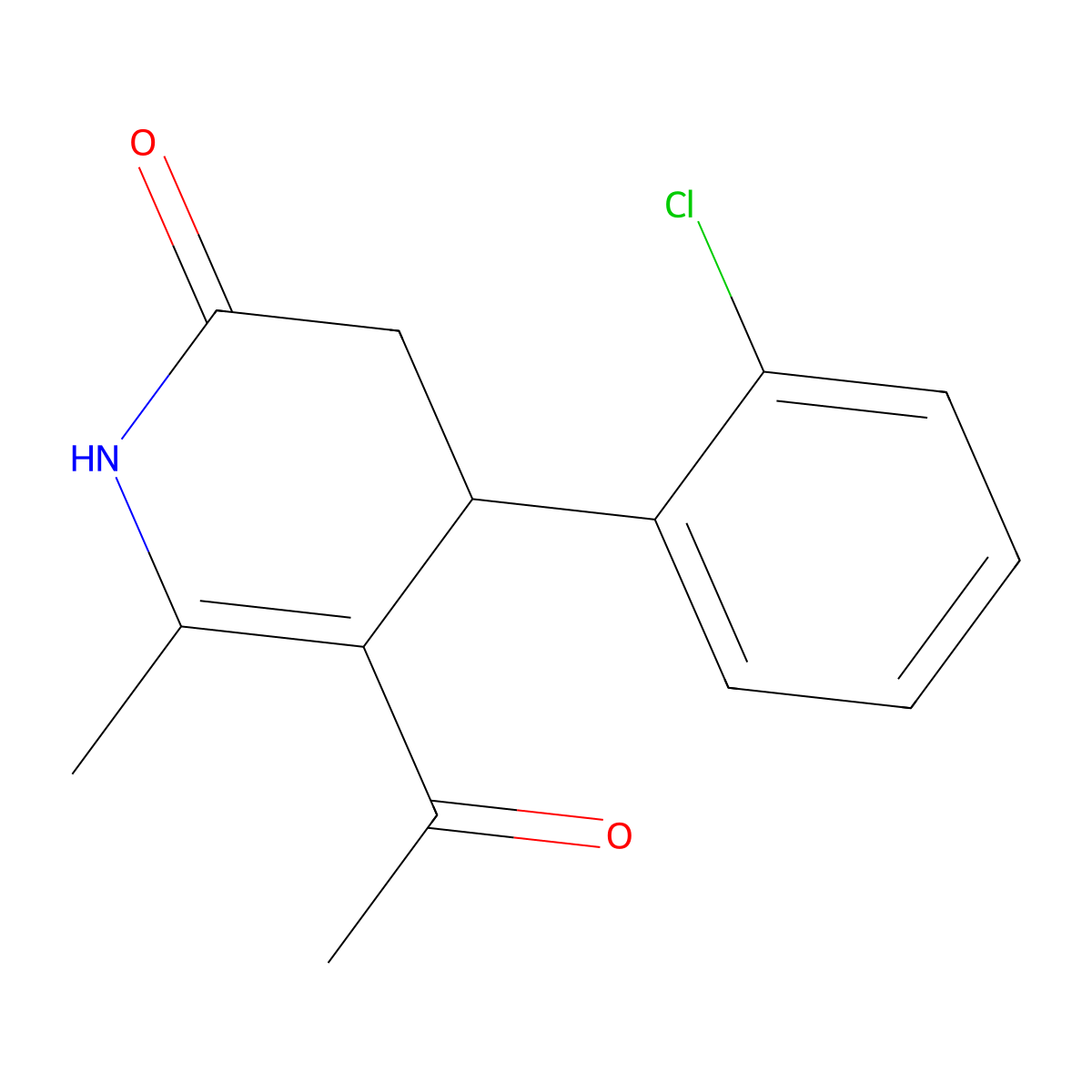 5-acetyl-4-(2-chlorophenyl)-6-methyl-3,4-dihydro-2(1H)-pyridinone molecular structure, CAS 252875-45-9