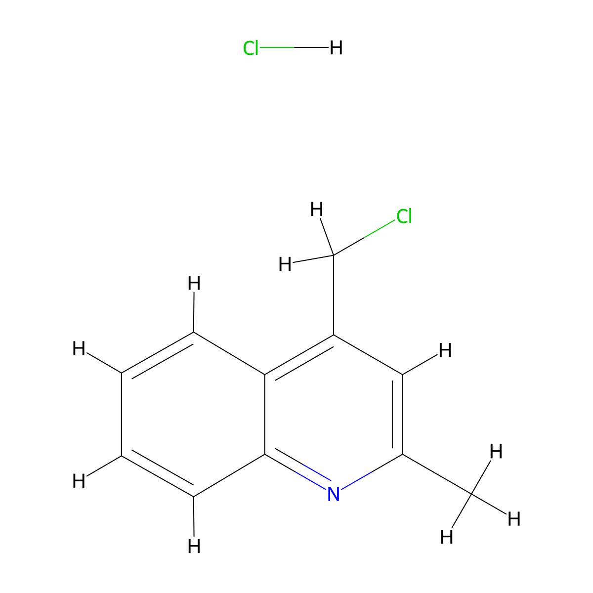 4-Chloromethyl-2-methylquinoline hydrochloride molecular structure, CAS 252919-32-7